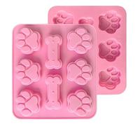 JOOTUEPO 2 Pcs Silicone Chocolate Moulds, 16Cavity Dog Paw & Dog Bone Molds Set, 3D Puppy Dogs Paw Cake Moulds, Reusable Non-Stick Silicone Molds for Baking/Candy/Jelly/Ice Cube/Pet Treats