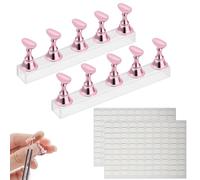 JOOTUEPO 2 Sets Nail Stand Display, Magnetic Nail Tips Stand, Nails Hand Practice Model, Acrylic Nails Art Practice Stands with 200 pcs Sided Adhesive Tape for Homes & Salons