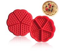 JOOTUEPO 2Pcs Silicone Moulds, Red Non-Stick Mini Heart Moulds for Waffles Non-Stick & Dishwasher Safe 5-Cavity Heart Waffle and Pancake Molds, Mini Cake Baking Tools for Breakfast Pastry Making