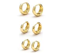 JOOTUEPO 3 Pairs Gold Hoop Earrings for Women Chunky Gold Earrings Silver Hoops Earring for Women, Lightweight Hoop Earring 14K Plated Hypoallergenic Set Hoops (8 mm 10 mm 12mm)