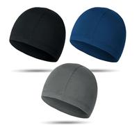 JOOTUEPO 3 Pcs Soft Cotton Low-Profile Cooling Helmet/Hard Hat Liner Headwear Stretch Working Sweat Wicking Skull Sleeping Cap, for Running Hiking Motorcycle Cycling Sports