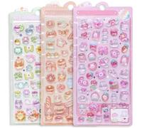 JOOTUEPO 3D Sticker Set with Cute Pink Bunny Designs, 3 Pcs 3D Stickers Puffy Stickers for Toddlers, Cute Animal Design Cartoon Mini Sticker, Suitable as Rewards and Decorations, Creative Gift