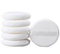 JOOTUEPO 4.13 Inch Powder Puff, Ultra Soft Large Round Velour Smooth Apply Puff with Strap, Washable Body Powder Puff (6Pcs）