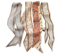 JOOTUEPO 4 Pcs Bag Satin Scarf Purse Scarf for Handbags, Bohemian Headbands, Headscarf for Women Square Neck Hair Scarfs, for Package Band Fashion Accessories Gifts