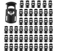 JOOTUEPO 50 Pcs Toggles for Drawstrings Cord Lock Spring Loaded Single Hole, for Shoelaces, Clothing, Backpack, DIY Projects, Jackets, Shoelaces, Black