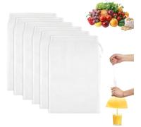 JOOTUEPO 6 PCS Drawstring Filter Bags, 20 x 30cm Juice Strainer Bag, Washable Nylon Strainer Bag, Reusable Fine Mesh Straining Bags, for Cooking/Yogurt/Nut Milk/Food Straining