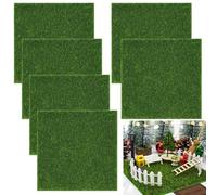 JOOTUEPO 6 PCS Fake Grass Sheets, 15 x 15cm Miniature Artificial Model Grass, Realistic Garden Lawn for Dollhouse, Landscape Models, DIY Garden, Fake Lawn Ornament for Indoor Outdoor Use