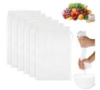 JOOTUEPO 6 PCS Reusable Straining Bag, Drawstring Cold Brew Coffee Cheese Cloths Strainer Bags, Fine Mesh Nylon Straining Bag, Washable Strainer Bags for Juice, Wine, Homebrew, Brewing, Hop