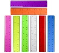 JOOTUEPO 8 Pcs Plastic Ruler, Transparent Straight Measuring Rulers, Multipack Clear Rulers Set, Shatter Resistant Ruler, 15cm/6in Shatterproof Colorful, for Kids School Supplies Gift Office