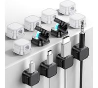 JOOTUEPO Cord Organizer Holder, 12 Pack Magnetic Desk Cable Clips Management, No-residue Cord Cable Management, Self Adhesive Wire Holder Organiser for USB, HDMI, Wall, PC, Car, Office, Home