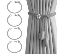 JOOTUEPO Curtain Tiebacks Grey, 4 Pack Modern Simple Style Drape Tie Backs Convenient Decorative Weave Rope Curtain Holdback for Thin or Thick Home, Office, Living Room, Bedroom Window Drapery