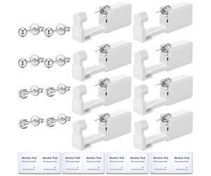 JOOTUEPO Ear Piercing Gun, 8 Pieces Disposable Ear Piercing Gun, Painless Safety Ear Piercing Kit with Studs and Alcohol Cotton, Aseptic Earrings Disposable Gun for Women and Men