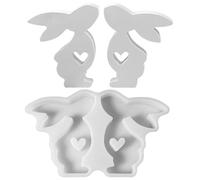 JOOTUEPO Easter Bunny Moulds, 2 Pcs Silicone Moulds Casting Moulds Easter, 3D Rabbit Casting Mould Easter, Silicone Moulds Easter Bunny for Casting, Easter Mould for DIY Easter Bunny Crafts