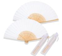 JOOTUEPO Folding Fans, 2 Pieces Paper Fans hand fan folding Bamboo Handheld Fan Folding DIY Handmade Fans For for Wedding Gift, Party, Home Decoration