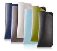 JOOTUEPO Glasses Cases, 6 Pack Soft Leather Reading Glasses Cases Portable Spectacle Pouch Sunglasses Case Eyeglasses Storage Bags for Women Men