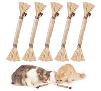 JOOTUEPO Natural Matatabi Silvervine Chew Sticks 5 Packs, Natural Cat Teeth Nip Cleaning Catnip Toys for Indoor Kitten Teething and Stress