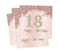 JOOTUEPO Rose Gold 18th Napkins Serviettes, 30 Pcs Birthday Tableware Party Paper Napkins Disposable, 18th Birthday Table Decorations, 18th Birthday Party Tissue 18th Table Napkins for Her