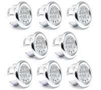 JOOTUEPO Thinp 8 Pcs Sink Overflow Ring, Chrome Overflow Cover Sink Hole Cover Replacement Round Drain Cap Covers Insert in Hole for Bathroom Kitchen Washing Vanity Basin Bathtub, Silver Finish