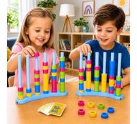 Jooyflares Colour Stack Challenge Game 2 Pack - Fast Colour Matching Stacking Puzzle Game for 2-4 Players, High-Energy Tabletop Speed Battle, Family Classroom Party Toy, for Kids & Adults
