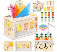 Joozmui Montessori Toys for 1 year old, 6 in 1 Wooden Baby Tissue Box 1 2 3 Year Old Boy Girl Toy, Sensory Shape Sorter Toddler Toys for 1 2 Year Old Boys Girls,1st Birthday Gifts for Girls Boy
