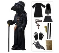 Joozmui Plague Doctor Costume for Kids, Funny Scary Halloween Costumes for Boys Girls 8 in 1 Set Halloween Outfits (6-8 Years)