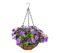 JOPAER Artificial Hanging Baskets with Flowers Artificial Hanging Baskets Outdoor Silk Flower Fake Flowers Hanging Basket Plants Artificials Flowers for Garden Patio Home Indoor Outdoor DIY Decor (K)