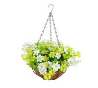 JOPAER Artificial Hanging Baskets with Flowers Artificial Hanging Baskets Outdoor Silk Flower Fake Flowers Hanging Basket Plants Artificials Flowers for Garden Patio Home Indoor Outdoor DIY Decor (J)