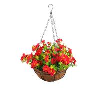 JOPAER Artificial Hanging Baskets with Flowers Artificial Hanging Baskets Outdoor Silk Flower Fake Flowers Hanging Basket Plants Artificials Flowers for Garden Patio Home Indoor Outdoor DIY Decor (H)