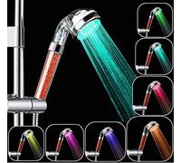 Jopee Stone Ionic Shower Head with LED 7 Changing Color 200% High Pressure Shower Filter 30% Water Saving Negative Ionic Filtered Handled Shower Sprayer (red)
