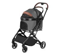 JoPet Pet Stroller for Small and medlium Dogs, Aluminum Alloy Frame, Dog Stroller, cat Stroller, Foldable carts, Carrier, One-Hand Automatic Folding, Quick Release Wheel, PU Wheels (Iron Gray)