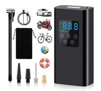 JOPHEK Electric Air Pump, Portable Battery Bicycle Pump with All Valves, LED Display, Auto-Shut-Off, 150 PSI, 45L/min, 6000mAh Battery, Includes Hose, Nozzles, Charging Cable, Storage Bag, Manual