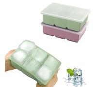 JOPHEK Ice Cube Tray, Pack of 2, 12 Compartments Silicone Ice Cube Tray with Lid, Large Square Ice Cubes, 4.8 cm for Cocktails, Whisky, Wine, Fruit, Fruit Purees, Ice Cream, Iced Tea