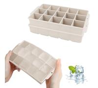 JOPHEK Ice Cube Tray, Pack of 2, 30 Compartments Silicone Ice Cube Tray, Large Square Ice Cubes, 3.5 cm for Cocktails, Whisky, Wine, Fruit, Fruit Purees, Ice Cream, Iced Tea