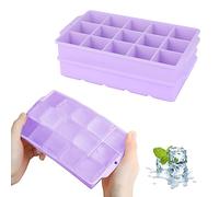 JOPHEK Ice Cube Tray, Pack of 2, 30 Compartments Silicone Ice Cube Tray, Large Square Ice Cubes, 3.5 cm for Cocktails, Whisky, Wine, Fruit, Fruit Purees, Ice Cream, Iced Tea