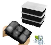 JOPHEK Ice Cube Tray, Pack of 3, 18 Compartment Silicone Ice Cube Tray with Lid, Large Square Ice Cubes, 4.8 cm for Cocktails, Whisky, Wine, Fruit, Fruit Purees, Ice Cream, Iced Tea