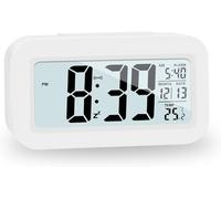 JOPHEK LCD Digital Alarm Clock, Travel Alarm Clock with Temperature Snooze Function, Light Control, Intelligent Alarm Clock for Bedroom, Home, Office