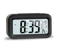 JOPHEK LCD Digital Alarm Clock, Travel Alarm with Temperature Snooze, Light Control for Bedroom, Home, Office
