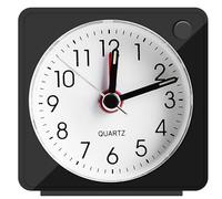 JOPHEK Mini Alarm Clock, Analogue, Travel Alarm Clock with Snooze Function and Light, Portable Quartz Alarm Clock for Bedroom, Office, Travel