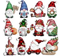 JOPHMO 24 Pieces Christmas Gnome Wooden Hanging Ornaments, Wood Hanging Decor for Christmas Tree Decoration Gnome Santa Doll Wooden Hanging Craft Gnome Elf Party Supplies