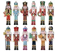 JOPHMO 24 Pieces Christmas Wooden Ornament Set - Nutcracker Decor for Hanging on Tree and Holiday Crafts