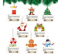 jopiuieo Christmas Money Holder Ornaments - 8X Wooden Christmas Cards Money Holder,Hangable Decoration for Christmas Tree, Funny Money Holder Ornaments