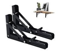 jopiuieo Folding Shelf Brackets, Pack of 2 Folding Wall Shelves, Space-Saving Triangular Pull-Out Frame, 20 cm, for Microwave, Kitchen, Washroom and