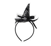 jopiuieo Halloween Witch Hat Headband, Pointed Witch Hat with Lace Bow, Halloween Costume Cosplay Party Accessories for Girls