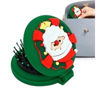 jopiuieo Portable Hair Brush | Santa Pattern Travel Hair Brush | Travel Brush Hair Styling Tool, Wet and Dry Hair Round Compact Massage Comb for Purse Pocket