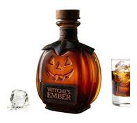 jopiuieo Witch Ember, Pumpkin Whisky Bottle, Whiskey Decanter, Fun Home Bar Decoration, Halloween Parties Table Decoration With Wooden Cork For Whiskey Lovers