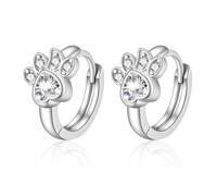 JOPLY Clear Cubic Zirconia Cat Dog Paw Huggie Hoop Earrings