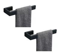 JOPOFI 8" Rectangular Hand Towel Holder - SUS 304 Stainless Steel Contemporary Towel Ring, Modern Design Hand Towel Rack, Hand Towel Bar for Bathroom Wall Mounted - Matte Black(2 Pcs)