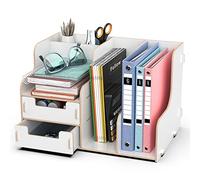 jopoo Office Desk Tidy Organiser Stationary Storage Maganize File Holder Desktop Document Rack for Books, Pens, and Notebooks