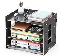 JOPOO Office File Tray, A4 Desk Tidy Organiser, 4 Tier Document/Paper/Letter Tray (Black)