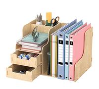 jopoo Office Wooden Desk Tidy Organiser Multifunctional Stationary Storage